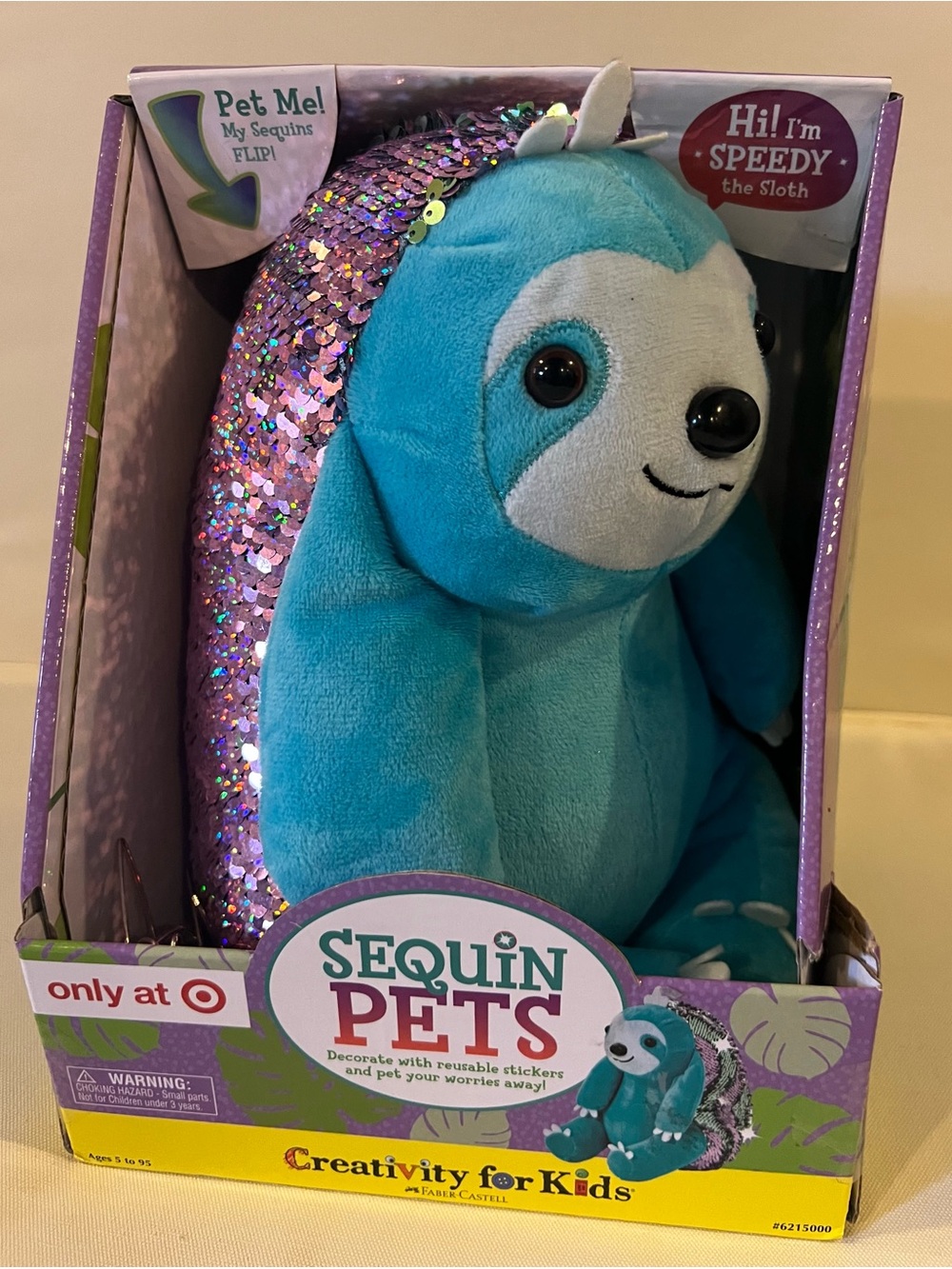 Sequin Pets Speedy the Sloth Plush - Teal & Purple